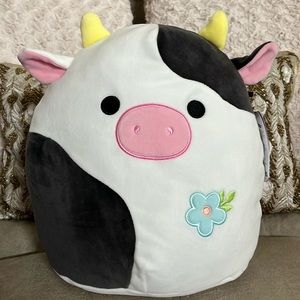 🐄 Squishmallows Connor the Easter Cow with Blue Flower NWT 11”